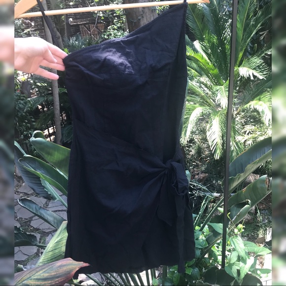 ❗️SOLD❗️One shoulder black mini dress - Picture 4 of 7